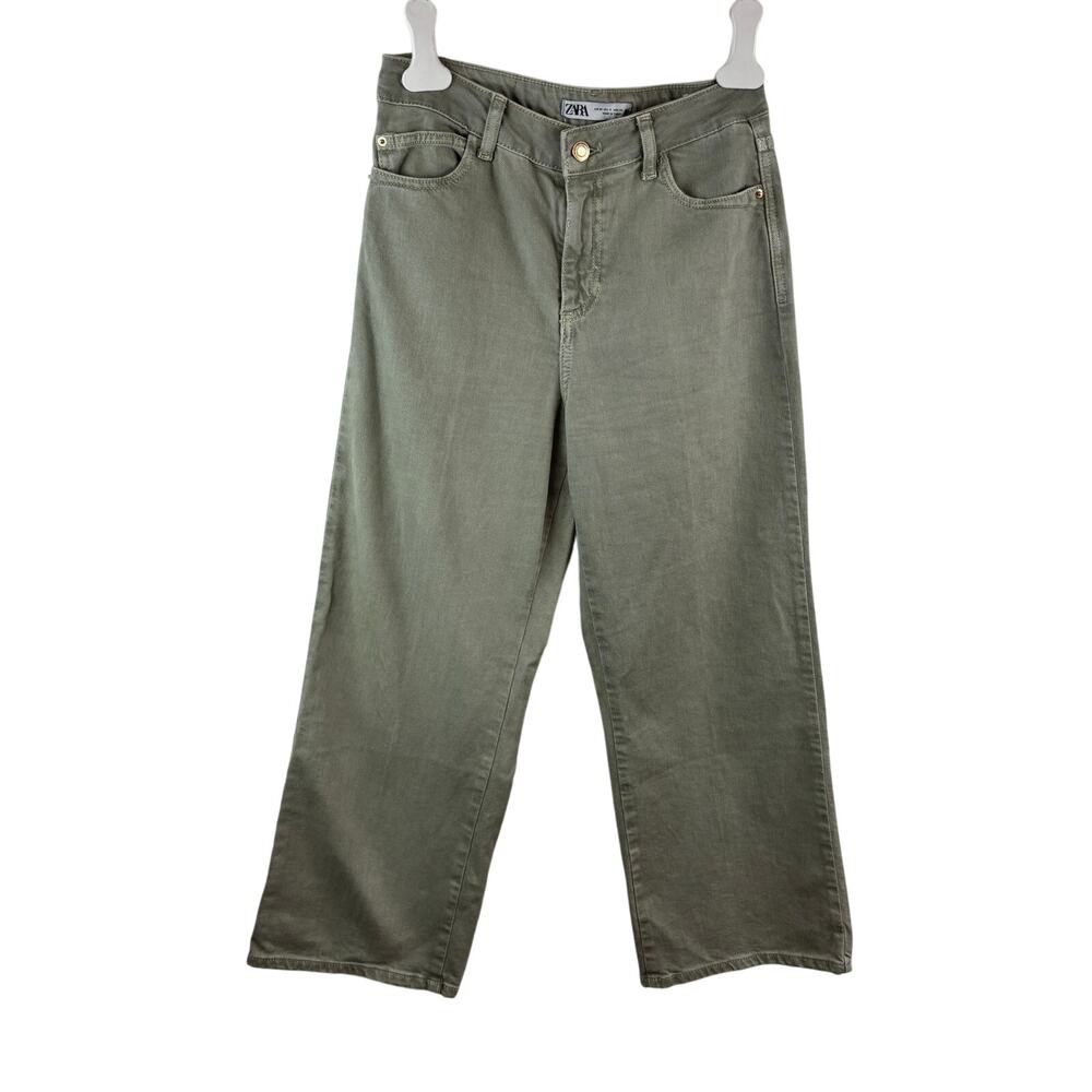 Zara Wide Leg Jeans Green 4